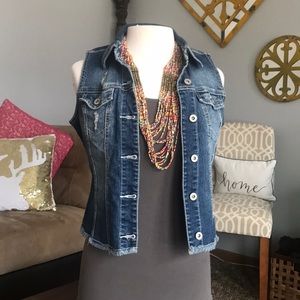 Distressed Denim Vest